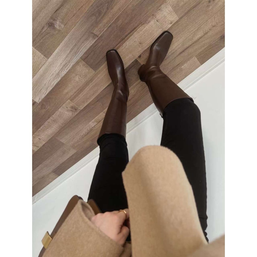 【現貨】MiaoMiao Korea ｜日常必備・穩走系長靴｜ 經典小方頭粗跟長靴 秋冬 東大門 正韓代購-細節圖6