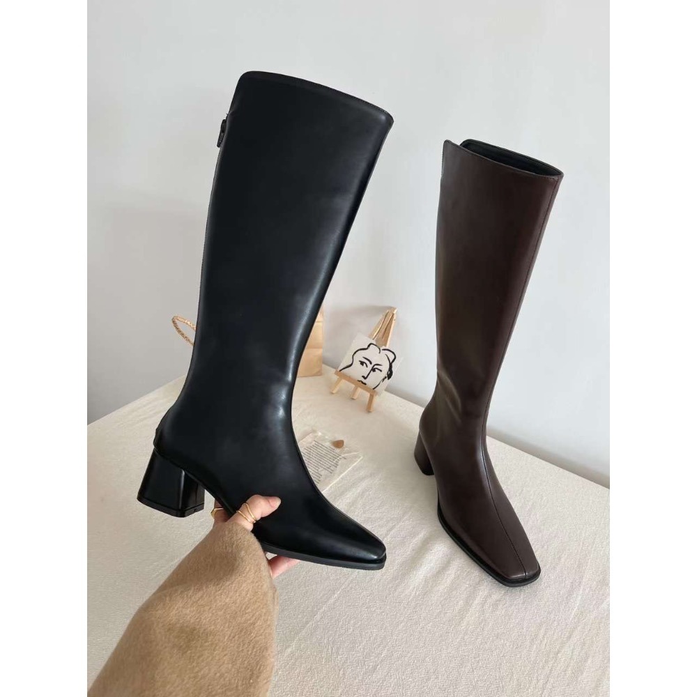 【現貨】MiaoMiao Korea ｜日常必備・穩走系長靴｜ 經典小方頭粗跟長靴 秋冬 東大門 正韓代購-細節圖7