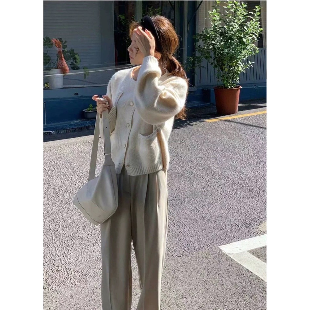 MiaoMiao Korea 韓系溫柔日常 不對稱口袋滾邊針織外套 秋季 東大門 正韓代購-細節圖4