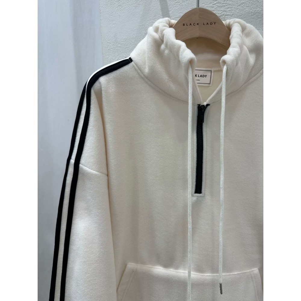 MiaoMiao Korea 復古休閒 雙條紋立領半拉鏈磨毛上衣 秋冬 東大門 正韓代購-細節圖10