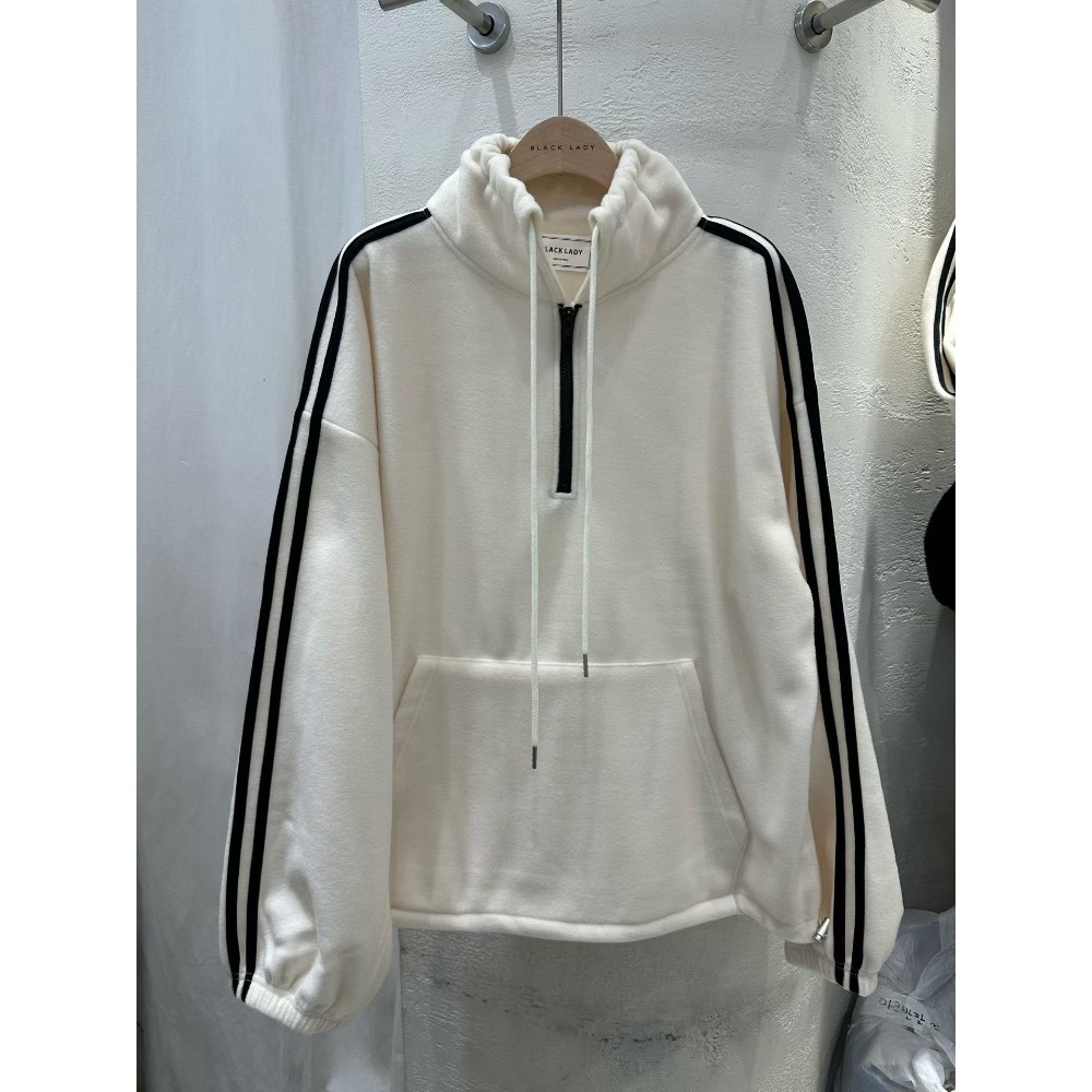 MiaoMiao Korea 復古休閒 雙條紋立領半拉鏈磨毛上衣 秋冬 東大門 正韓代購-規格圖11