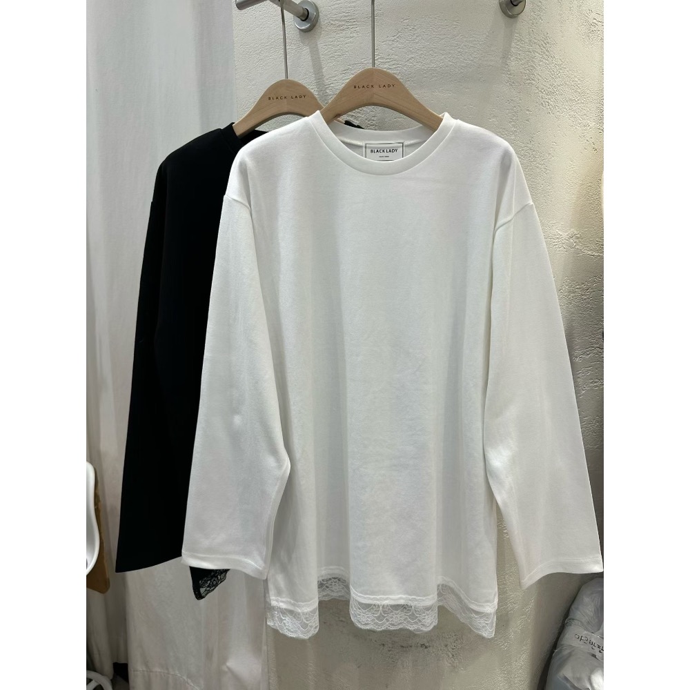 MiaoMiao Korea 內搭疊穿神伴侶💖 蕾絲下擺長袖T恤 秋冬 東大門 正韓代購-細節圖10