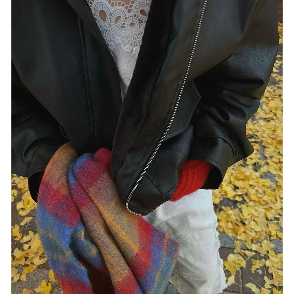 MiaoMiao Korea 抗寒保暖首選🏆 厚實絨毛皮格外套 冬季 東大門 正韓代購-細節圖5