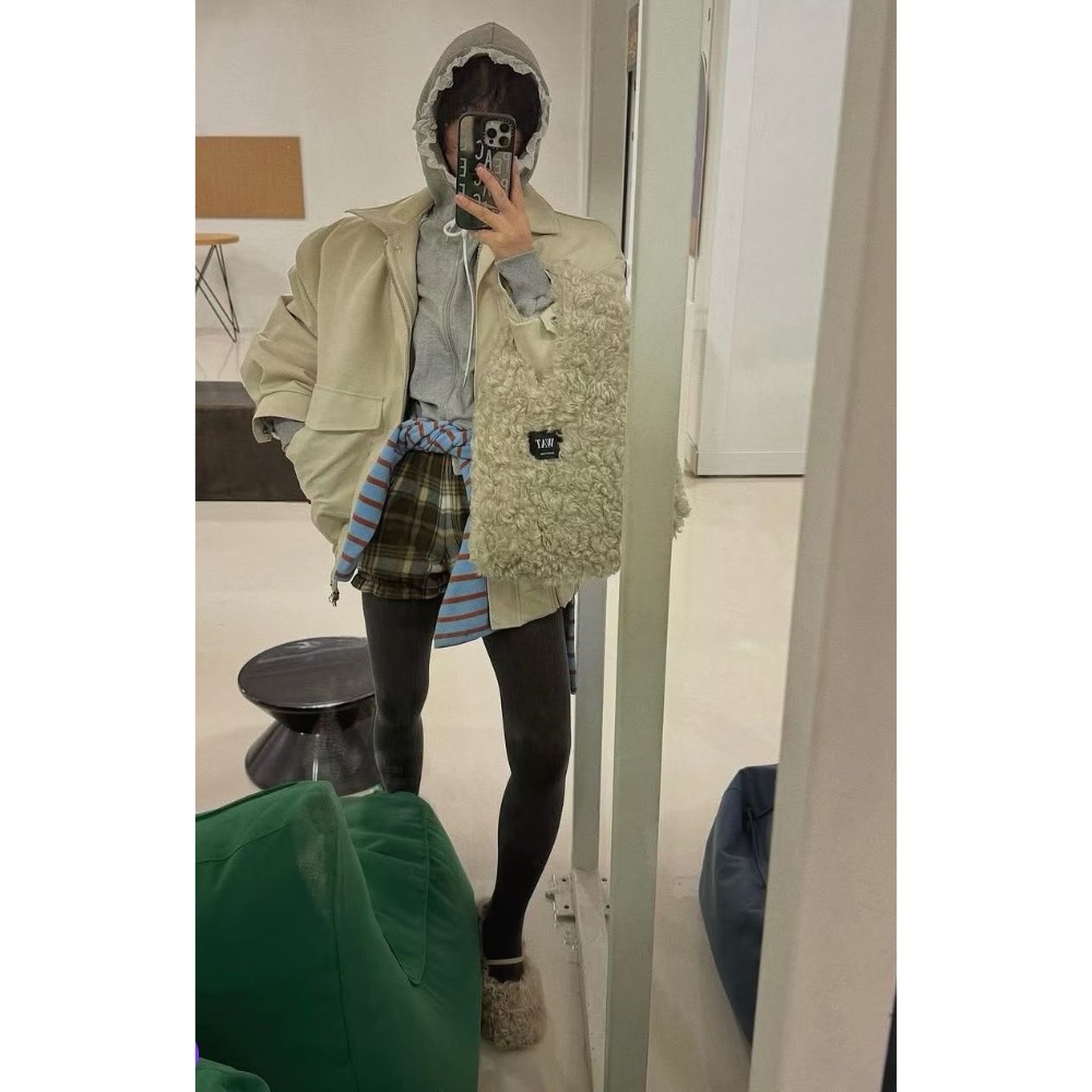 MiaoMiao Korea 抗寒保暖首選🏆 厚實絨毛皮格外套 冬季 東大門 正韓代購-細節圖7