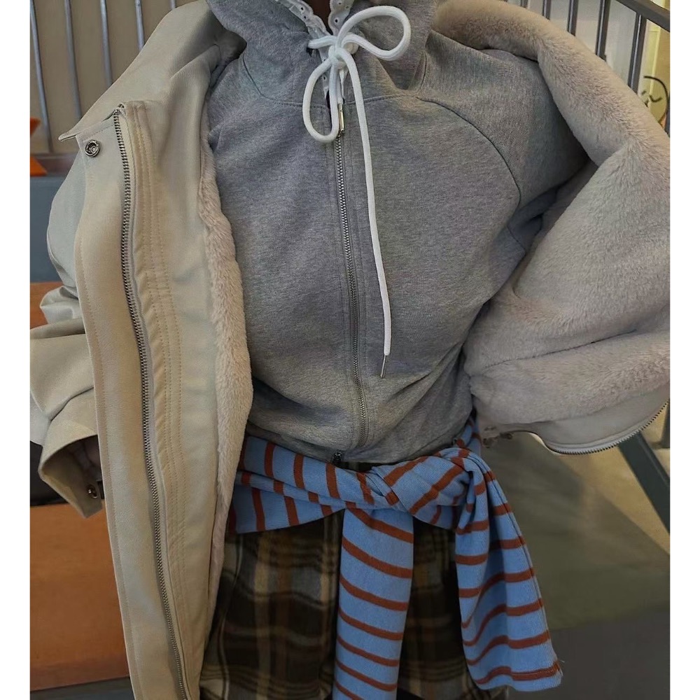 MiaoMiao Korea 抗寒保暖首選🏆 厚實絨毛皮格外套 冬季 東大門 正韓代購-細節圖11