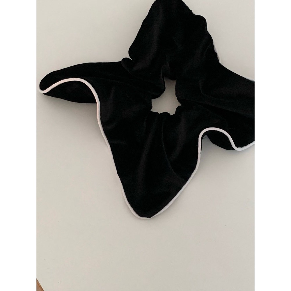 MiaoMiao Korea 法式赫本風🖤 黑色絲絨撞色滾邊髮圈 秋冬 東大門 正韓代購-細節圖2