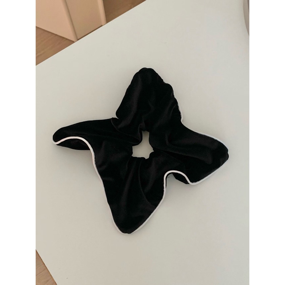 MiaoMiao Korea 法式赫本風🖤 黑色絲絨撞色滾邊髮圈 秋冬 東大門 正韓代購-細節圖8