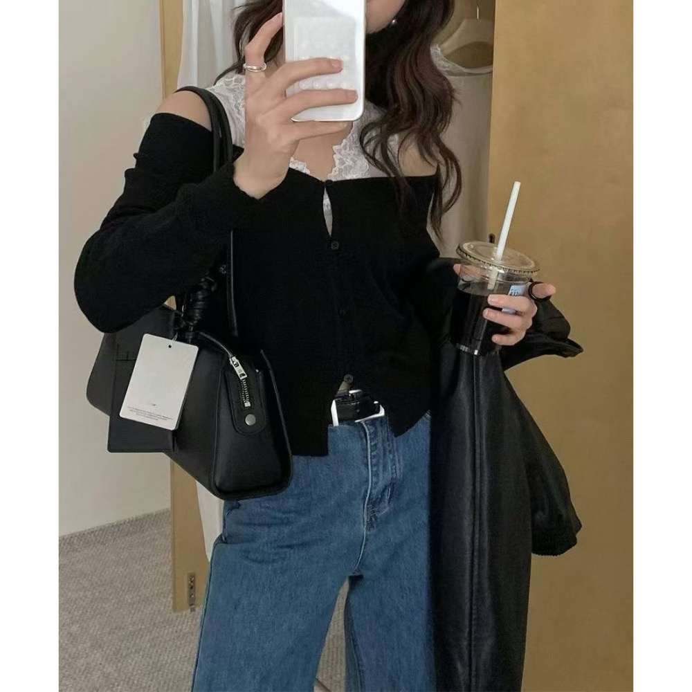 MiaoMiao Korea 溫柔純欲首選💗 兩件式蕾絲背心+薄針織外套 春季 東大門 正韓代購-細節圖5