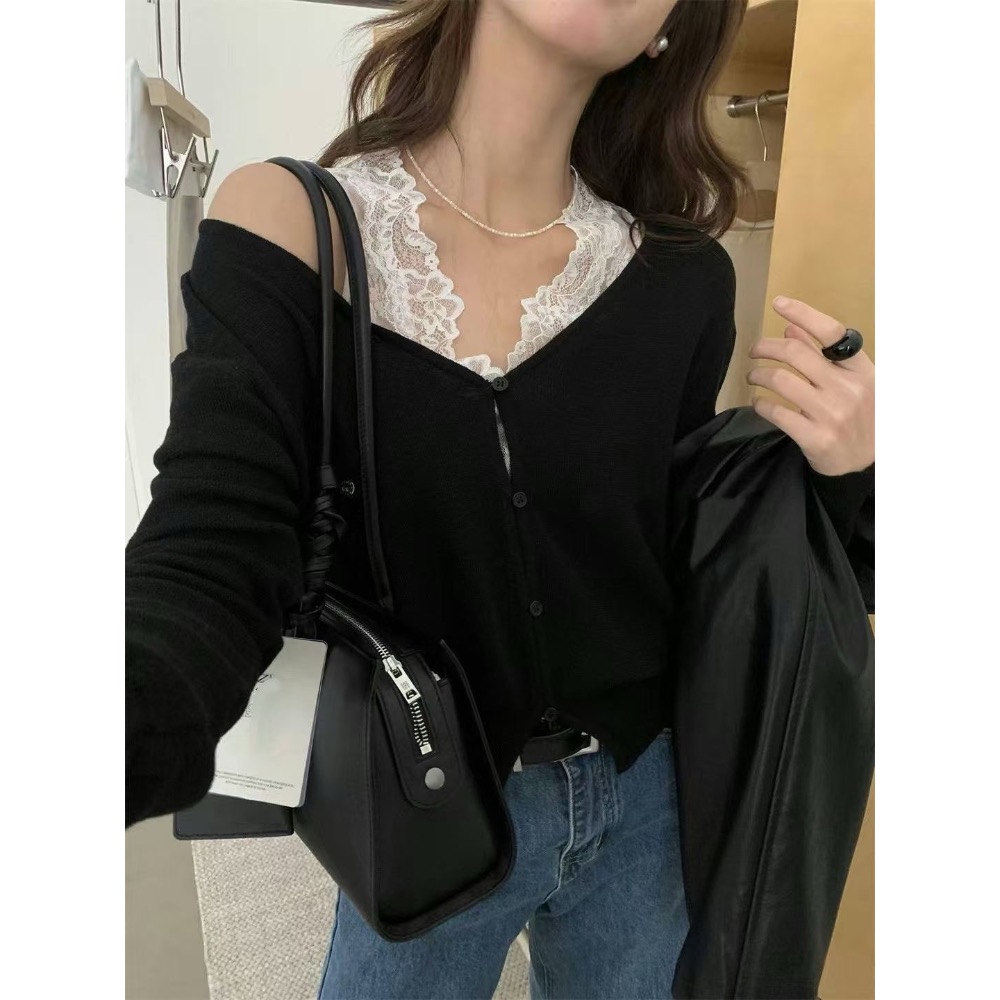 MiaoMiao Korea 溫柔純欲首選💗 兩件式蕾絲背心+薄針織外套 春季 東大門 正韓代購-細節圖6