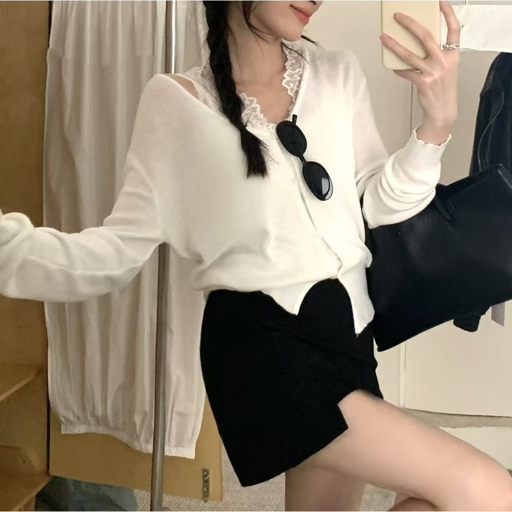 MiaoMiao Korea 溫柔純欲首選💗 兩件式蕾絲背心+薄針織外套 春季 東大門 正韓代購-細節圖10