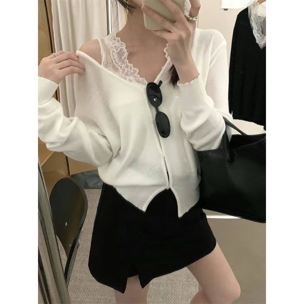 【現貨】MiaoMiao Korea 溫柔純欲首選💗 透膚蕾絲背心+小開衫 春季 東大門 正韓代購-細節圖3