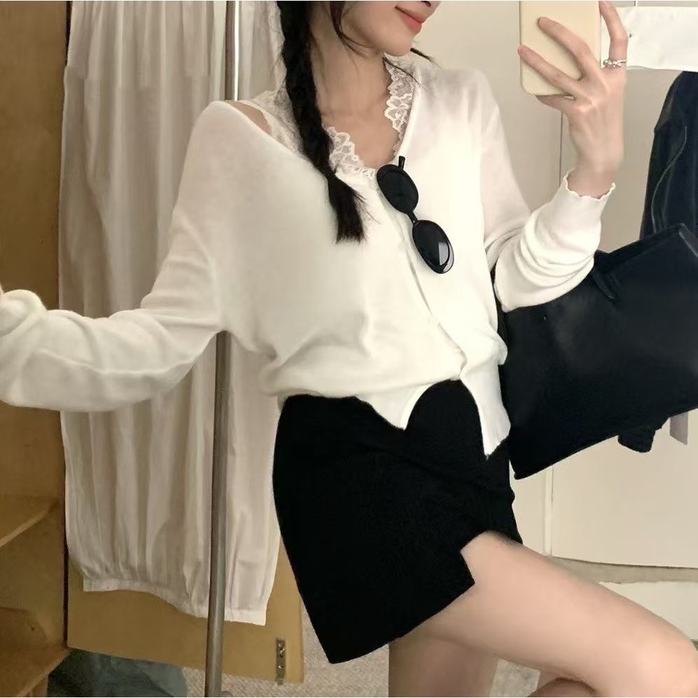 【現貨】MiaoMiao Korea 溫柔純欲首選💗 透膚蕾絲背心+小開衫 春季 東大門 正韓代購-細節圖10