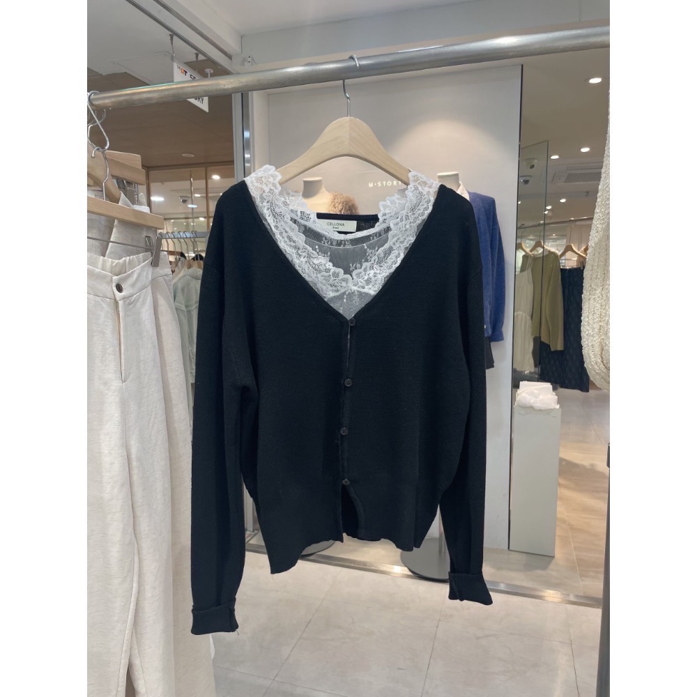 【現貨】MiaoMiao Korea 溫柔純欲首選💗 透膚蕾絲背心+小開衫 春季 東大門 正韓代購-規格圖11