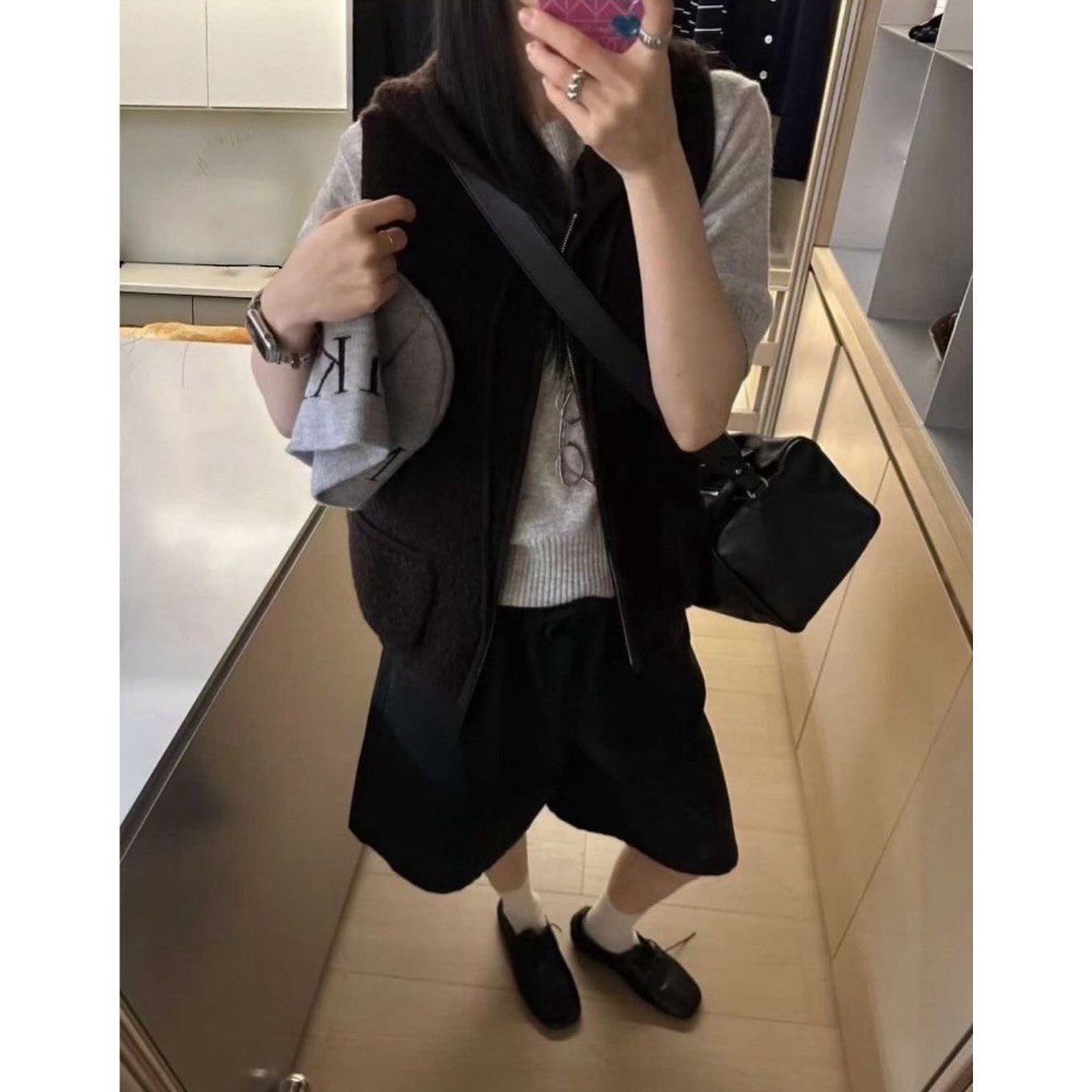 MiaoMiao Korea 慵懶泰迪絨連帽背心 春季 東大門 正韓代購-細節圖6