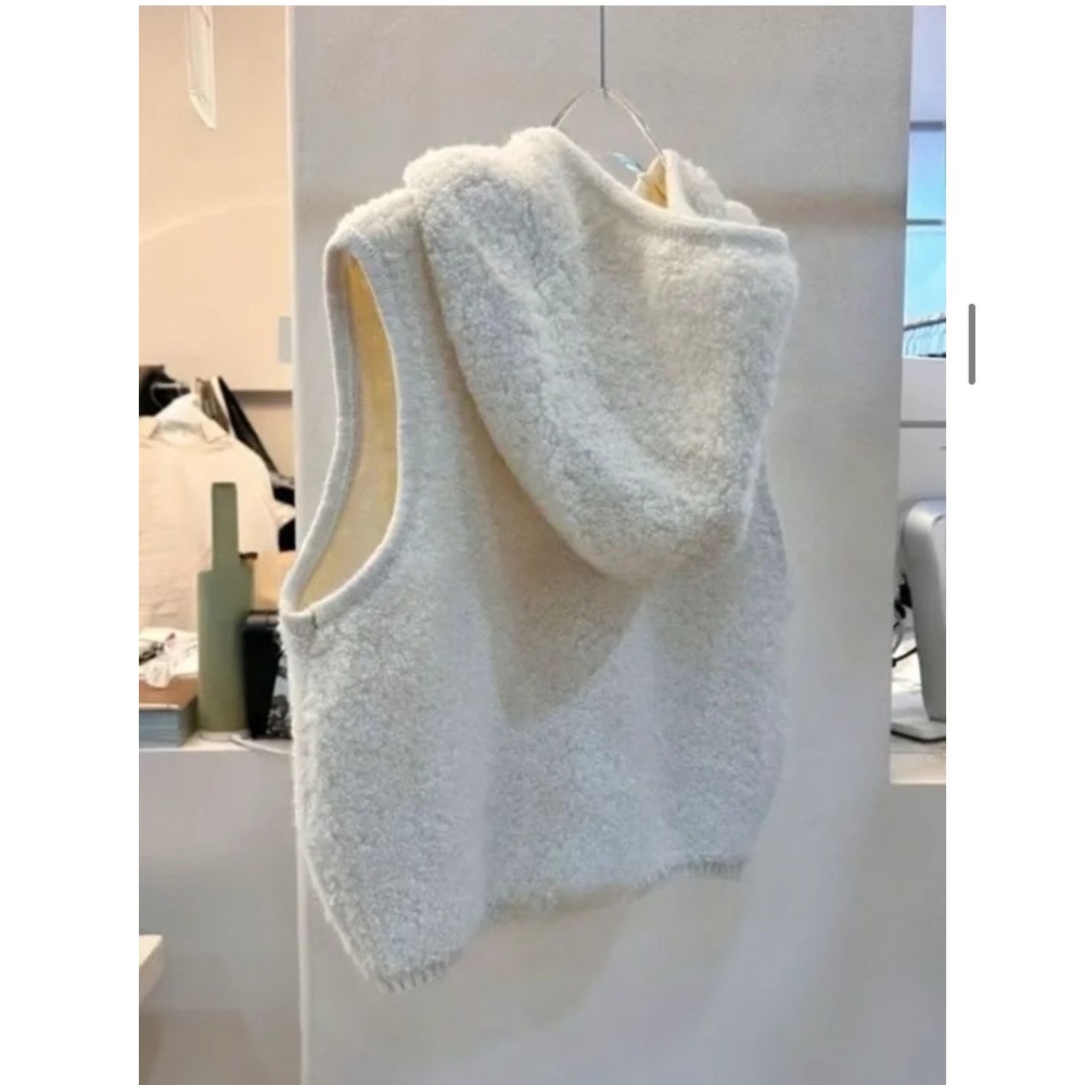 MiaoMiao Korea 慵懶泰迪絨連帽背心 春季 東大門 正韓代購-細節圖8