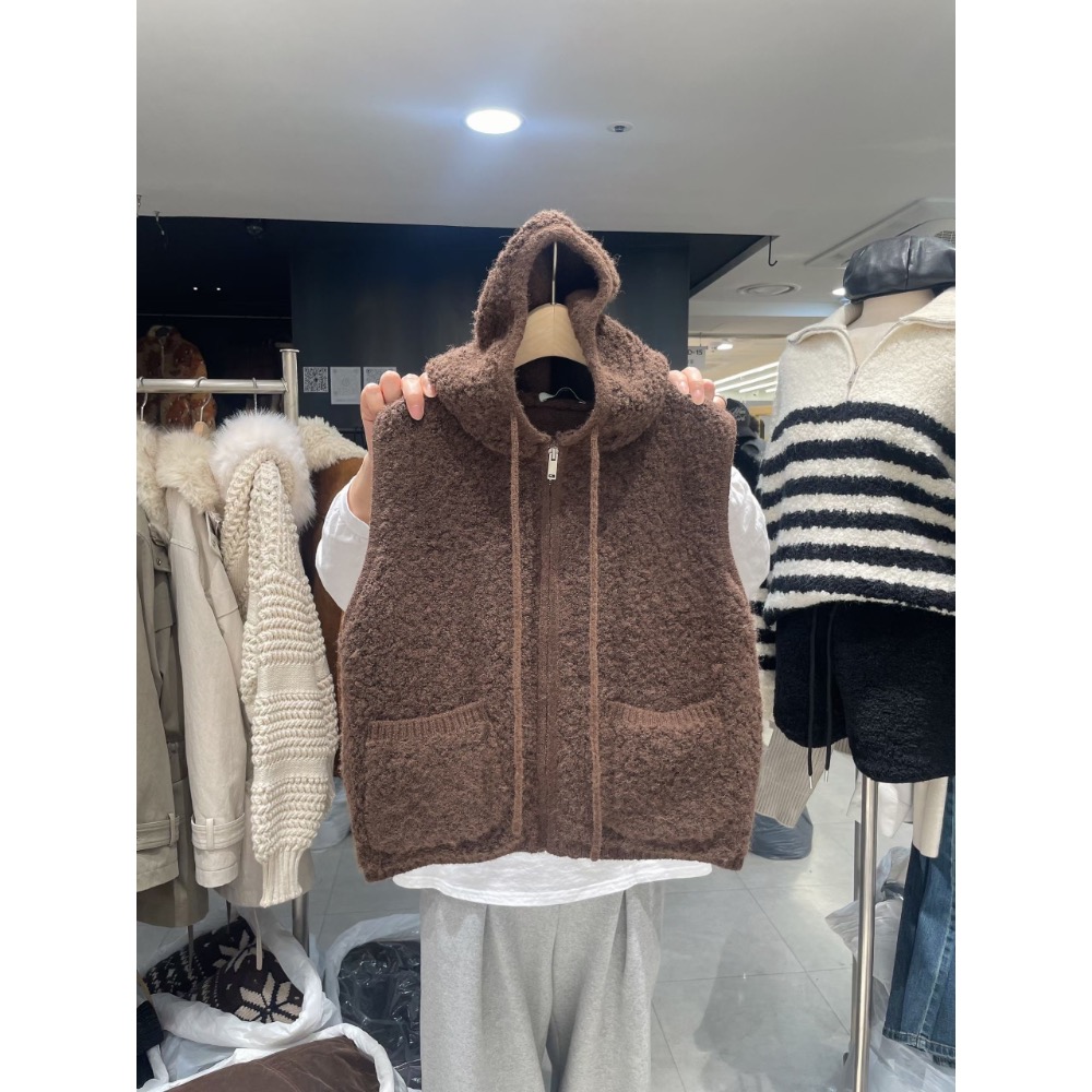 MiaoMiao Korea 慵懶泰迪絨連帽背心 春季 東大門 正韓代購-規格圖8