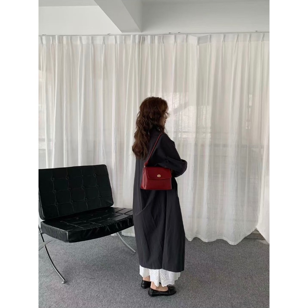 MiaoMiao Korea 絕美復古風💝 復古金釦油蠟皮方包 秋冬 東大門 正韓代購-細節圖7