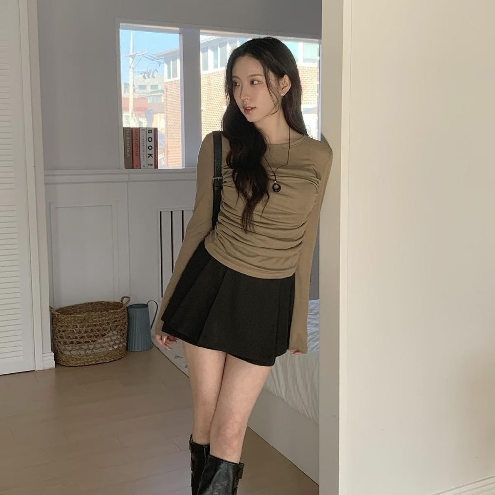MiaoMiao Korea 甜辣百褶鬆緊褲裙 春季 東大門 正韓代購-細節圖3