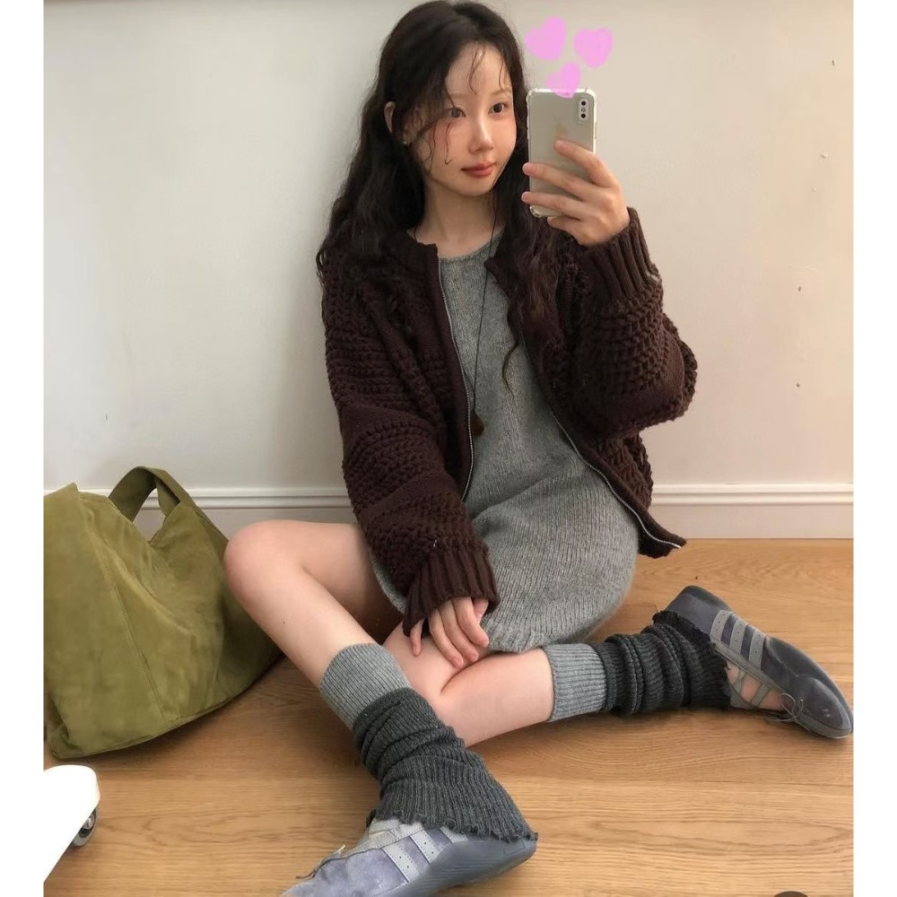 MiaoMiao Korea 氛圍感拿捏 棉質拼色捲邊襪套 秋冬 東大門 正韓代購-細節圖5