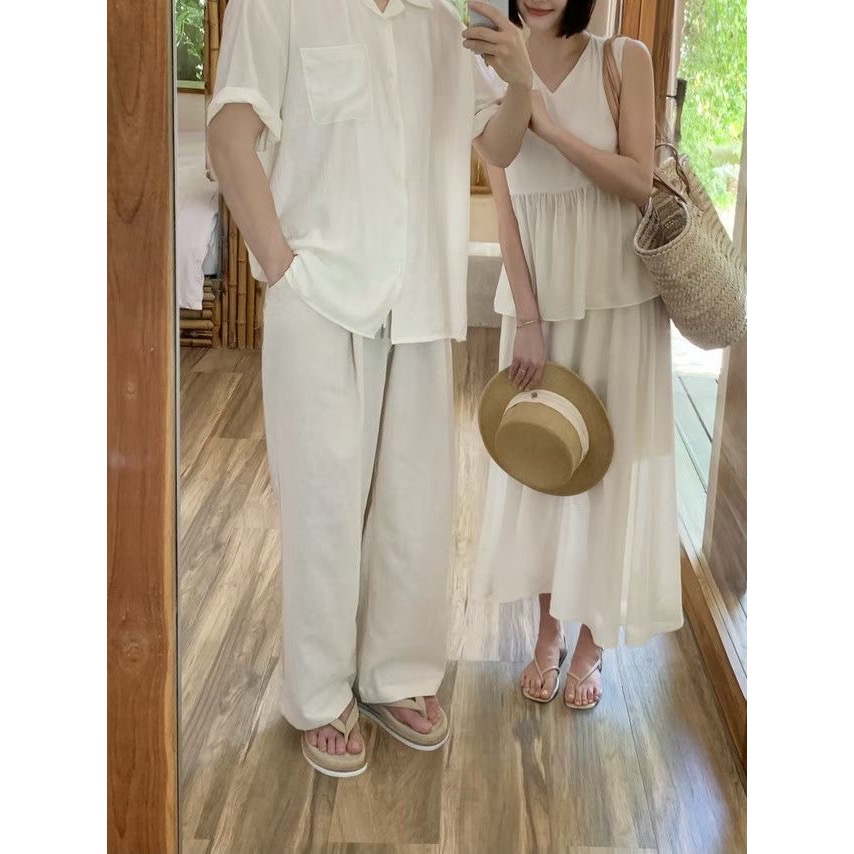 MiaoMiao Korea 一穿即美的溫柔感套裝💗 V領傘擺背心+鬆緊長裙 春夏 東大門 正韓代購-細節圖5