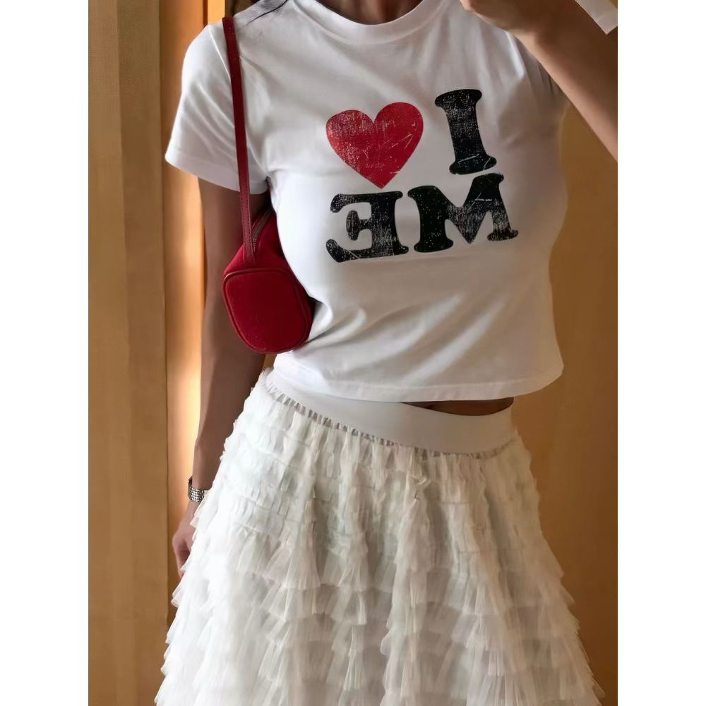 【現+預】MiaoMiao Korea 經典美式❤️ I LOVE ME 復古印花T恤 春夏 東大門 正韓代購-細節圖2