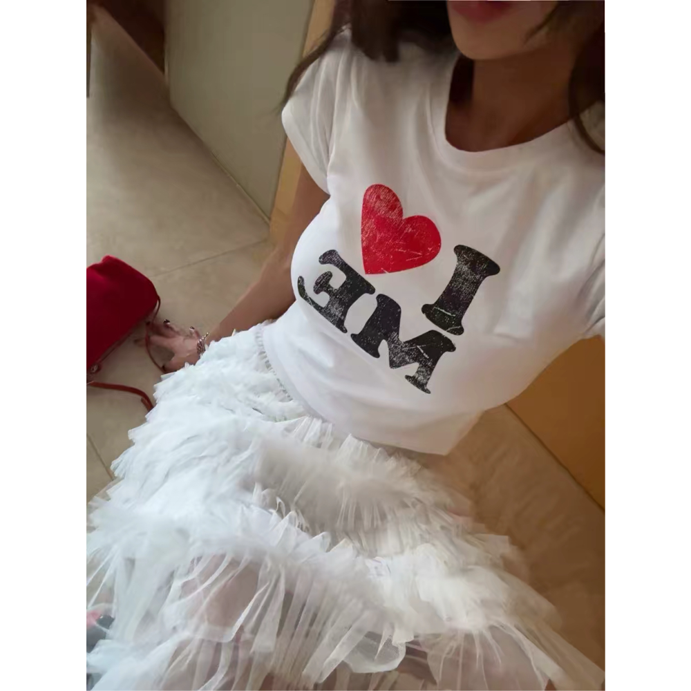 【現+預】MiaoMiao Korea 經典美式❤️ I LOVE ME 復古印花T恤 春夏 東大門 正韓代購-細節圖3