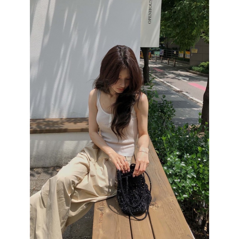 【現+預】MiaoMiao Korea 氣質排扣羅紋背心 春夏 東大門 正韓代購-細節圖5