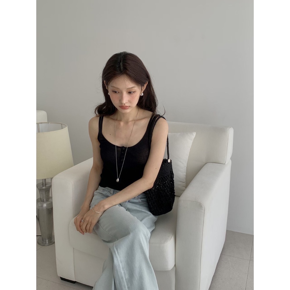 【現+預】MiaoMiao Korea 氣質排扣羅紋背心 春夏 東大門 正韓代購-細節圖7