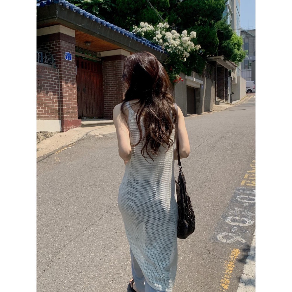 【現+預】MiaoMiao Korea 慵懶鏤空針織長版外搭背心 春夏 東大門 正韓代購-細節圖4