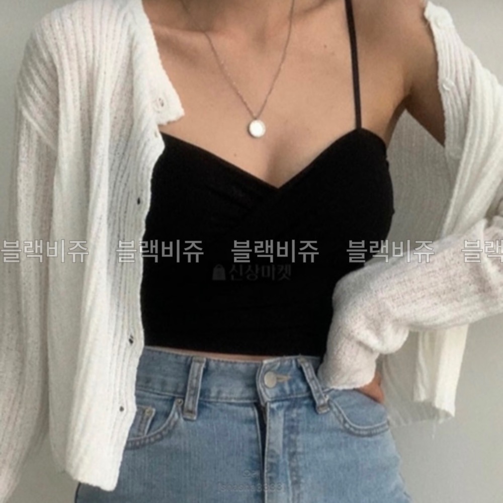 【現貨】MiaoMiao Korea 免穿內衣✨ 心機交叉美胸Bra top細肩背心 四季 東大門 正韓代購-細節圖2