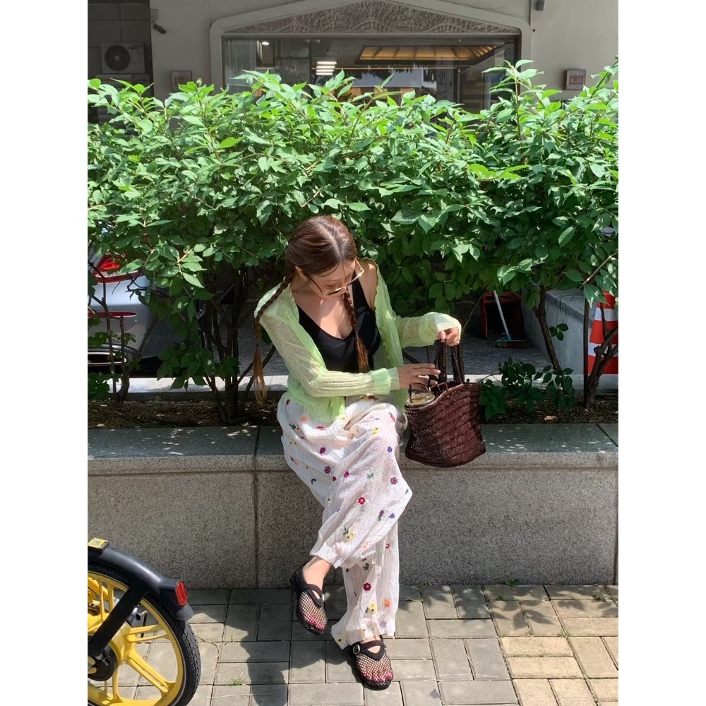 MiaoMiao Korea 🌼 滿版繽紛刺繡小花寬褲 🌼 春夏 東大門 正韓代購-細節圖5