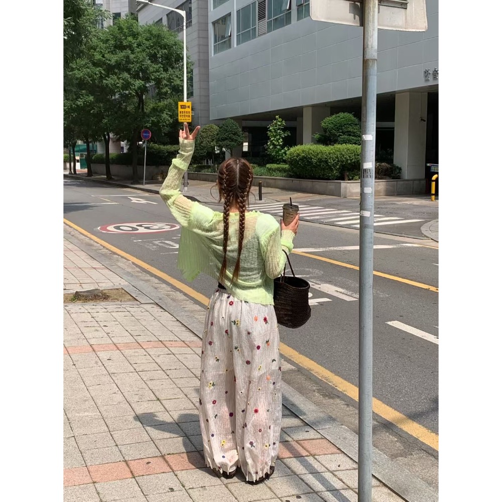 MiaoMiao Korea 🌼 滿版繽紛刺繡小花寬褲 🌼 春夏 東大門 正韓代購-細節圖6