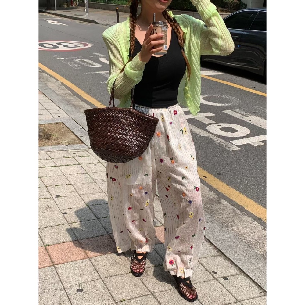 MiaoMiao Korea 🌼 滿版繽紛刺繡小花寬褲 🌼 春夏 東大門 正韓代購-細節圖7