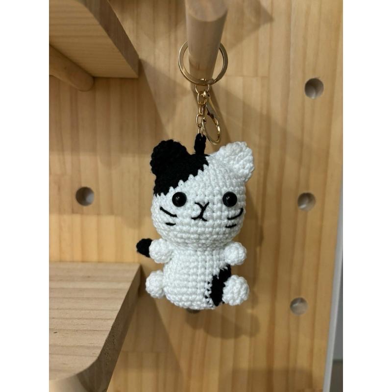 Jojo愛編織 貓咪吊飾 客製 貓咪鑰匙圈 毛線編織娃娃 純手工-細節圖2