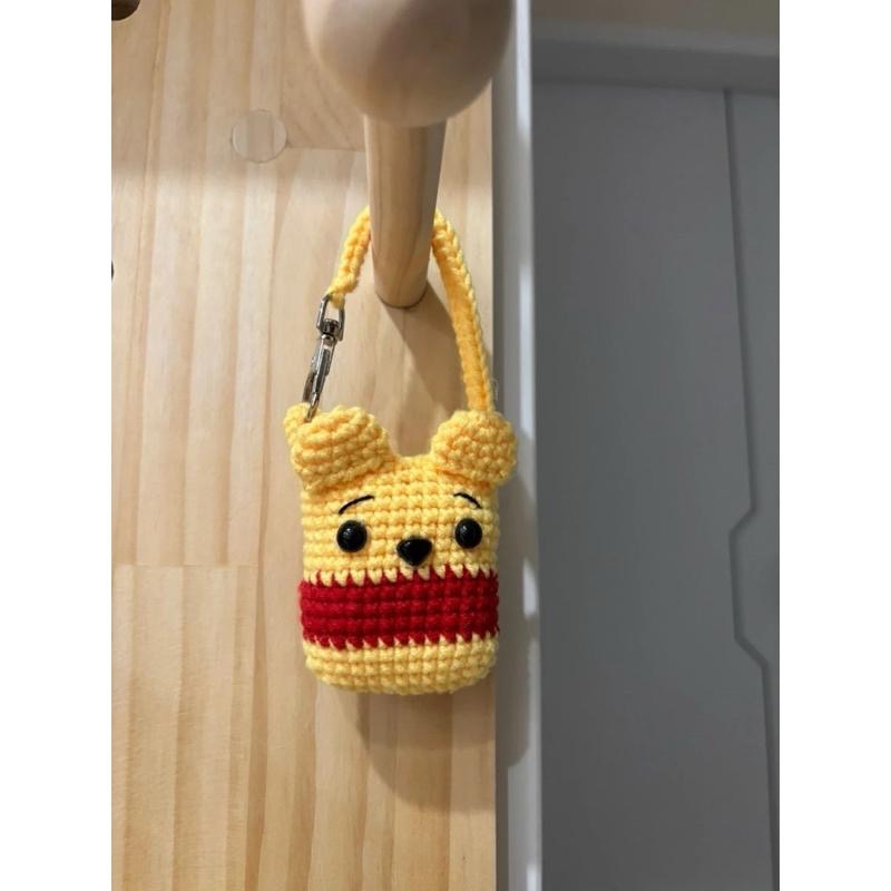 Jojo愛編織 客製 耳機小提袋 毛線編織AirPods保護套★米妮 ★毛線耳機包 掛式小包包  耳機包 耳機納袋-細節圖4