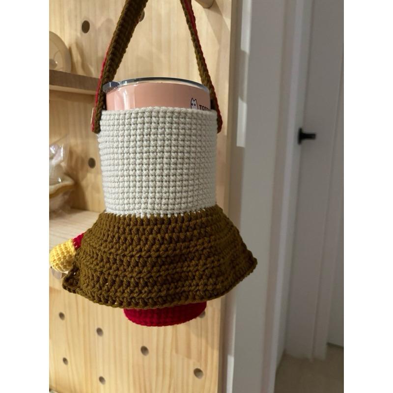 JoJo愛編織 麵包超人提袋 小黃人冰霸杯提袋★麵包超人★純手工 毛線編織 冰壩杯套 杯套 保溫杯套  交換禮物 客製-細節圖5