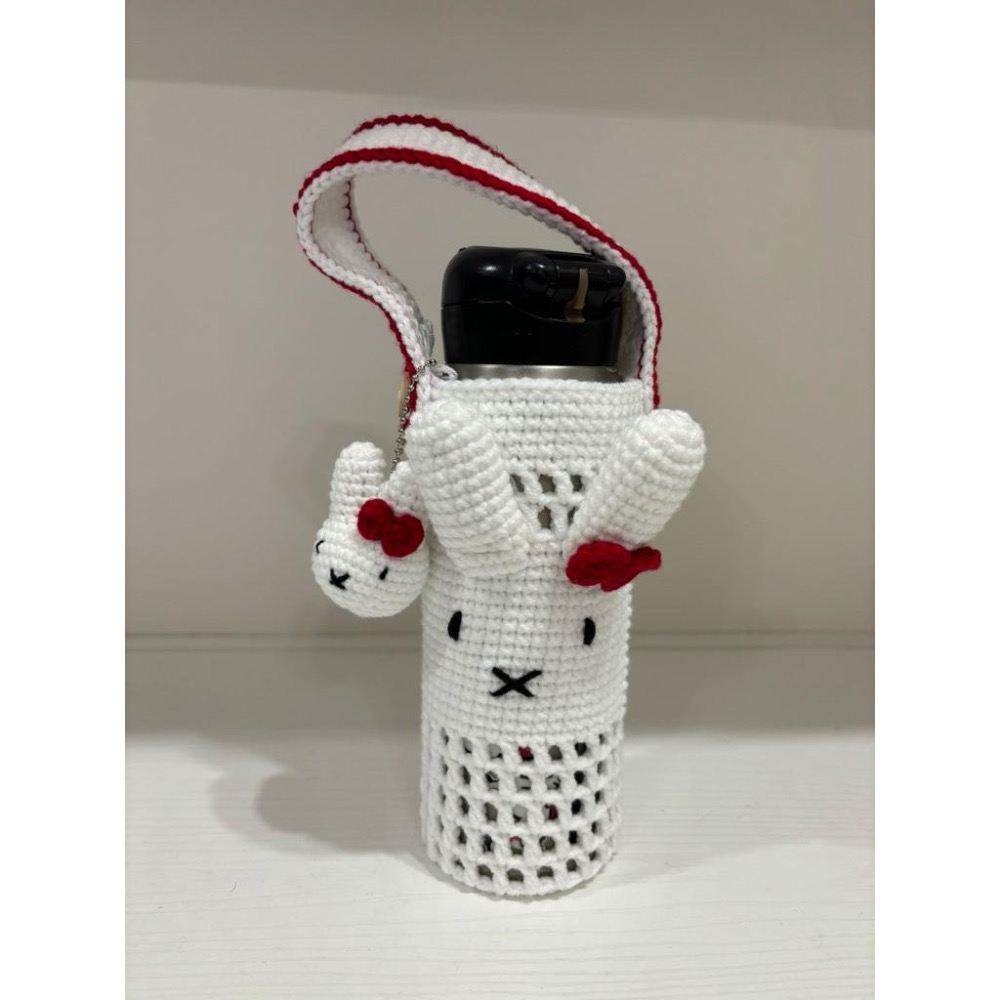 JoJo愛編織 飲料提袋 保溫杯提袋★屹耳 龍貓 Tata 維尼 蛋黃歌米奇★純手工 毛線編織 保溫瓶套 保溫杯套 杯套-細節圖8