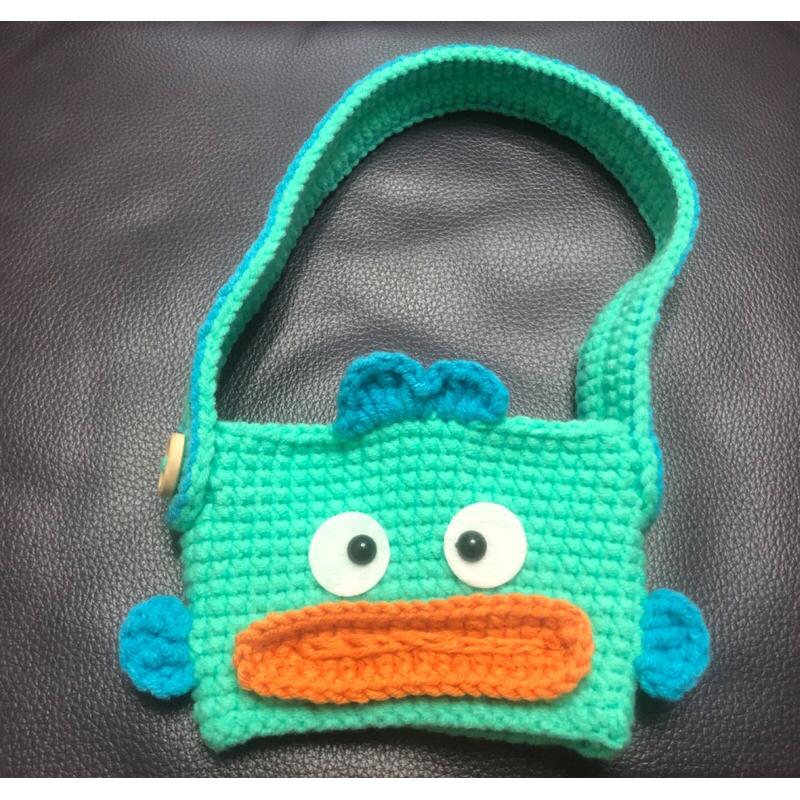 JoJo愛編織 編織飲料提袋 人魚漢頓 客製杯套 ★奧斯華★純手工 毛線編織 環保飲料提袋 杯套 杯袋-細節圖2