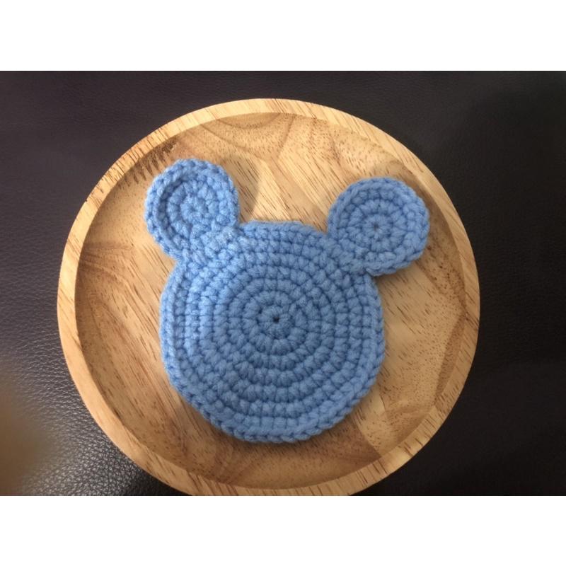 Jojo愛編織 勾針杯墊 毛線編織 迪士尼 米奇米妮毛線杯墊  毛線杯墊-細節圖2