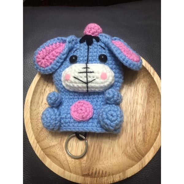 JoJo愛編織 交換禮物 編織鑰匙包★ 屹耳 哆啦A夢★純手工 毛線編織 鎖匙包 客製 鑰匙包手作 客製化鑰匙圈-細節圖2