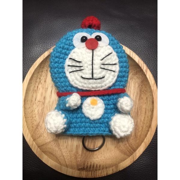 JoJo愛編織 交換禮物 編織鑰匙包★ 屹耳 哆啦A夢★純手工 毛線編織 鎖匙包 客製 鑰匙包手作 客製化鑰匙圈-細節圖3