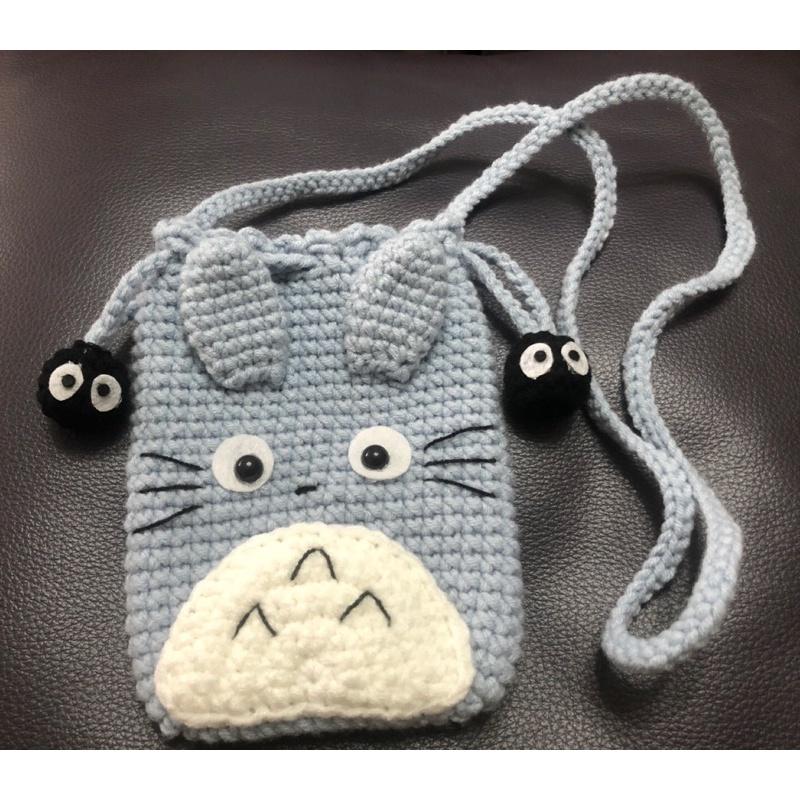 毛線編織 兒童束口包 龍貓多用途小包 米奇背袋 手作萬用包 束口袋 兒童斜包-細節圖2