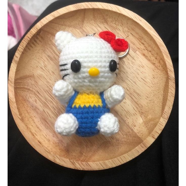 Jojo愛編織 kitty吊飾 kitty鑰匙圈 毛線編織娃娃 純手工-細節圖2
