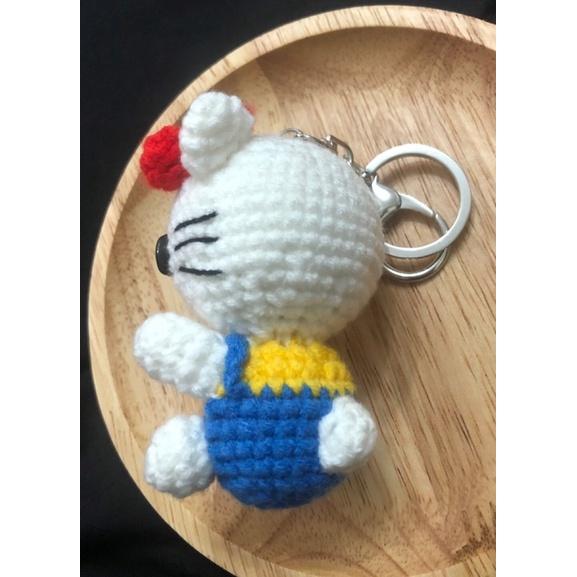 Jojo愛編織 kitty吊飾 kitty鑰匙圈 毛線編織娃娃 純手工-細節圖3