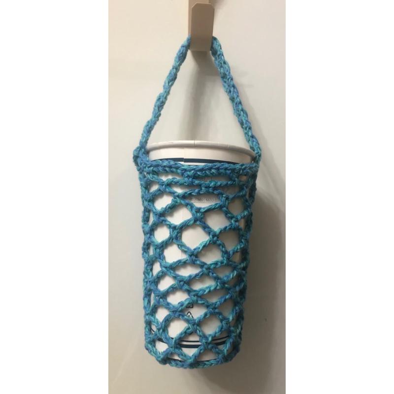 <出清特價>編織飲料提袋★★純手工 毛線編織  保飲料提袋 環保杯套 杯袋 水壺提袋 手搖飲提袋 編織杯套 編織提袋-細節圖5