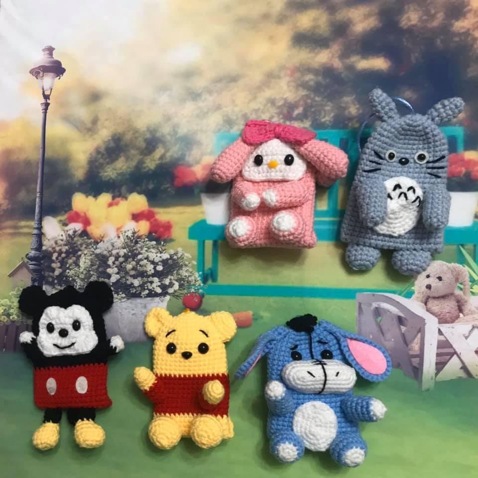 Jojo愛編織 鑰匙包 客製 ★維尼 龍貓 米奇 屹耳 美樂蒂 河馬 恐龍★純手工 毛線編織 手作鑰匙包 客製化鑰匙圈-細節圖6