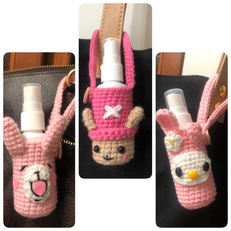 Jojo愛編織 酒精瓶袋-A 毛線編織(含30ml酒精空瓶) 酒精瓶套 屹耳 維尼 米奇 酒精袋 酒精隨身袋酒精瓶收納袋-細節圖4
