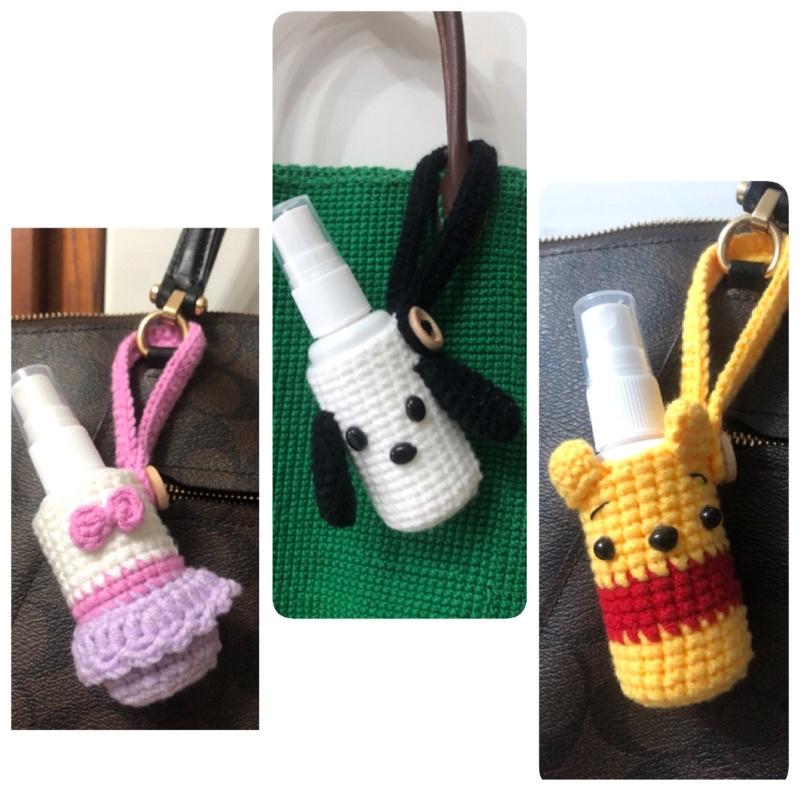 Jojo愛編織 酒精瓶袋-A 毛線編織(含30ml酒精空瓶) 酒精瓶套 屹耳 維尼 米奇 酒精袋 酒精隨身袋酒精瓶收納袋-細節圖8