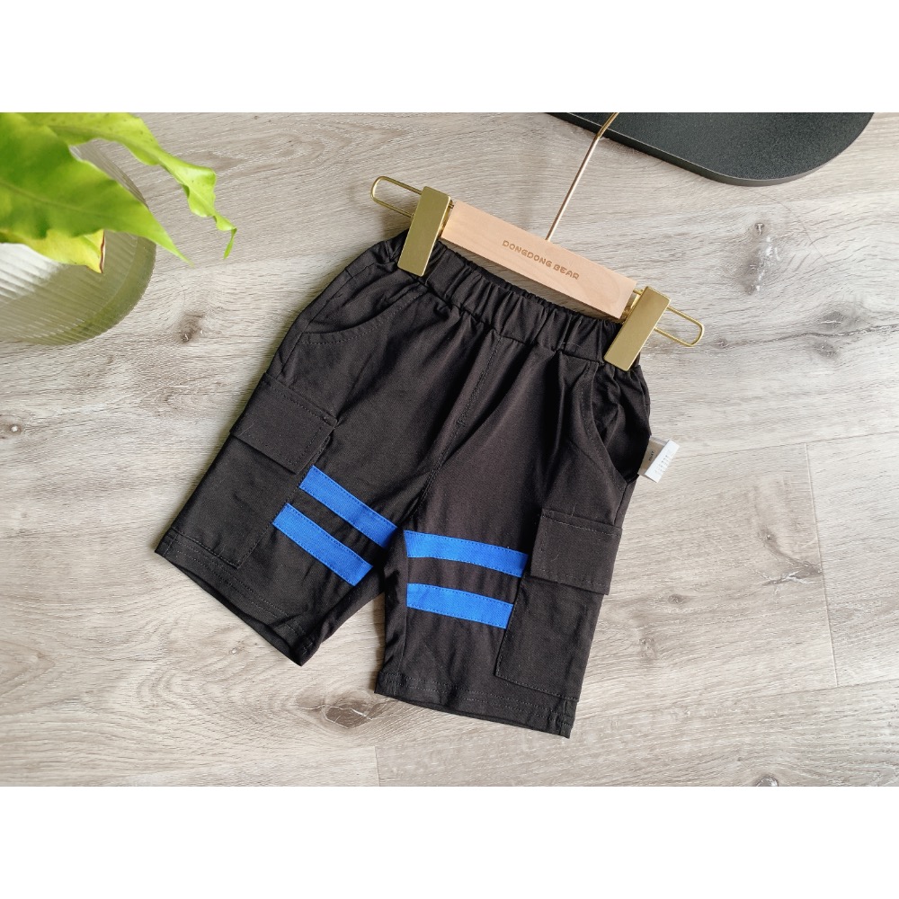 藍橫條棉質五分褲-細節圖2