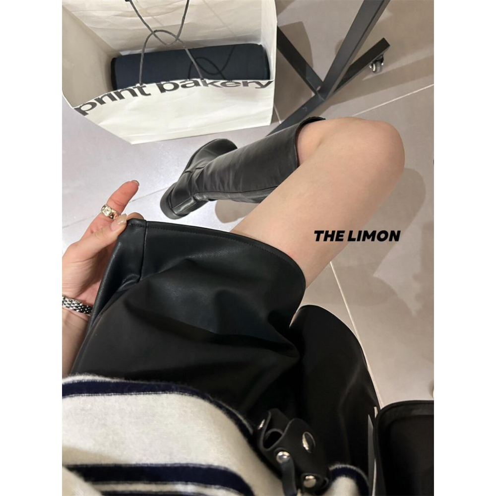 【Swan＇s room】｜現貨24小時內出貨｜質感女孩的皮褲💗 🏷️百搭顯瘦鬆緊皮褲-細節圖2